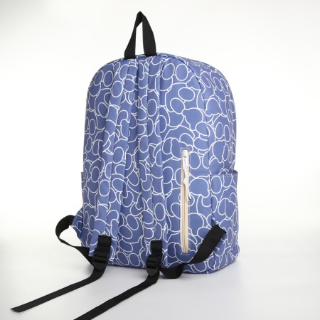 School backpack on lightning from textiles, 3 pockets, blue color-3