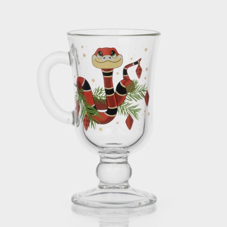 New Year's glass mug for mulled wine "New Year's snakes", 200 ml, mix-6