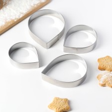 A set of forms for cutting the cookies of the “rose petals”, 4 pcs, chrome -colored color