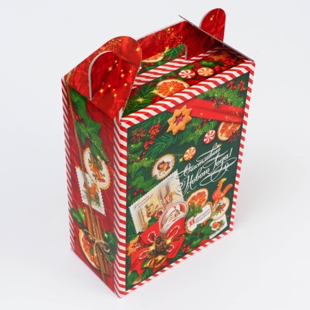 New Year. Gift box New Year's emerald vintage 18.5 x 10 x 30.5 cm.-3