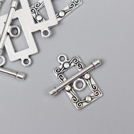 Decor Metal for the creativity of locks "Rectangle with patterns" silver 2160M025 2.3x1.2 cm
