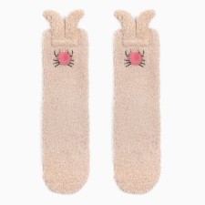 Women's terry terry minku with ears, beige color, size 36-39 (23-25 ​​cm)