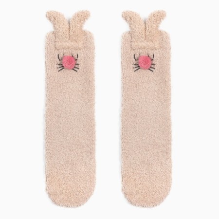 Women's terry terry minku with ears, beige color, size 36-39 (23-25 ​​cm)
