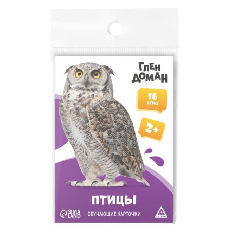 Educational cards according to the method of Glena Doman "Birds", 8 cards, 2+-3