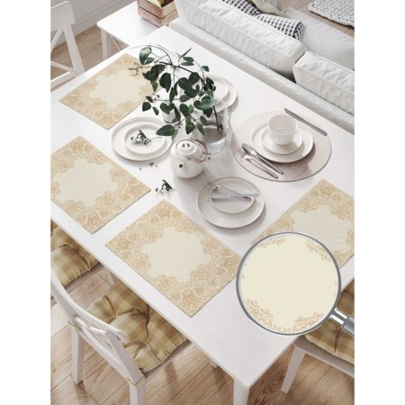 A set of napkins for setting the table "Circle with floral patterns", rectangular, size 32x46 cm, 4 pcs-1