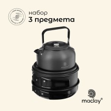 A set of tourist dishes Maclay: a kettle, a pan, pan, in a grid