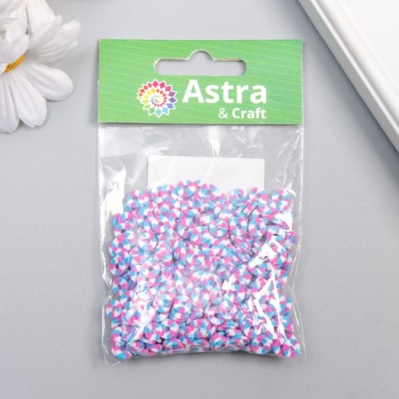 A set of beads made of polymer clay "Astra" 6 mm, 20 g, raspberry, white, colorful blue-2