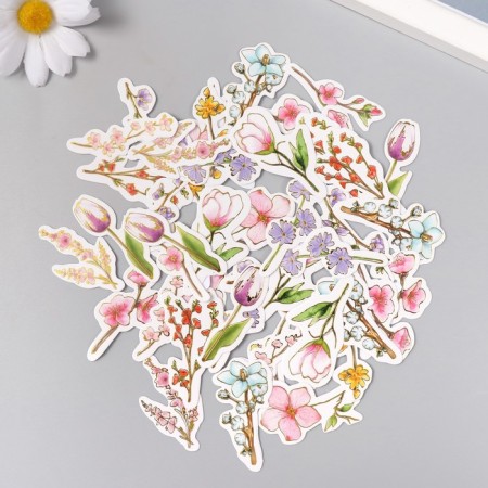 Stickers for creativity "Spring flowering" embossing gold set 48 pcs 9x7x0.8 cm-2