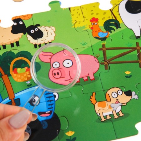 Puzzle “Collect, find, show. Blue tractor on the farm ", 35 elements-4