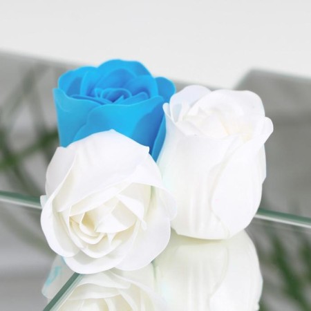 Soap roses, white and blue, set of 6 pcs.-3
