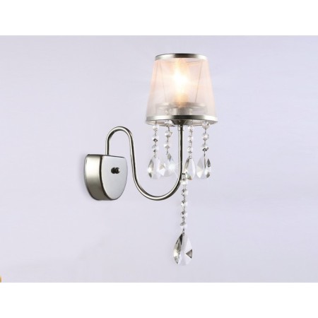 Wall lamp with lampshade and crystal Ambrella Light, Traditional, TR4595, 1HE14, color chromium