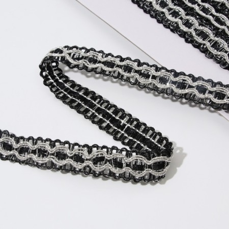 Decorative braid, 16 mm, 9.1 ± 1 m, black/silver color-1