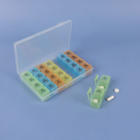 Airman - Organizer "Week", removable cells, morning/day/evening/night, 17.5 × 10.7 × 2.5 cm, 7 containers of 4 sections, multi -colored containers-1