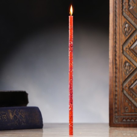 Candle magic wax "harmony and bliss", with a rose, 16x0.6 cm, red