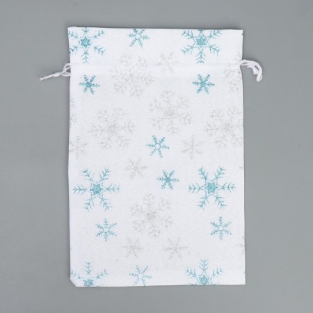 Bag gift canvas “Happy holiday”, snowflakes, 16 x 24 cm +/- 1.5 cm, New Year-5