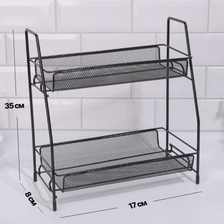 Organizer for storing cosmetics/accessories, two -level, 35 × 17 × 8 cm, black color-2