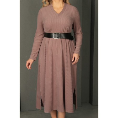 Female dress, size 52, beige color-7