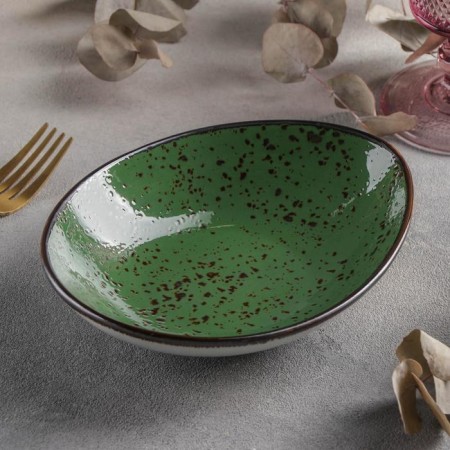 Ceramic "Constellation" salad, 19 × 14 cm, green color