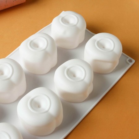 Form for mousse desserts and baking konfinetta “peaches”, silicone, 29.5 × 17 × 4.5 cm, 8 cells, white color-3