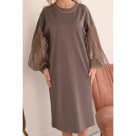 Female dress, size 50, beige color-7