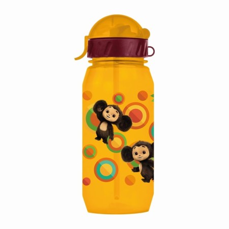 Baby bottle with silicone tube "Cheburashka", 400 ml., With a lace, color and drawing mix-5