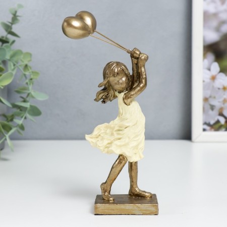Polystone souvenir "Baby with balloons, yellow dress" 17x5x9 cm