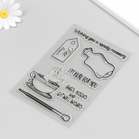 Stamp for creativity Silicon "Chicken in a cup" 16x11 cm-1