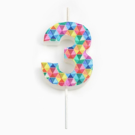 Candle in the cake on the skewer "Kaleidoscope", the number 3, 7 cm-2