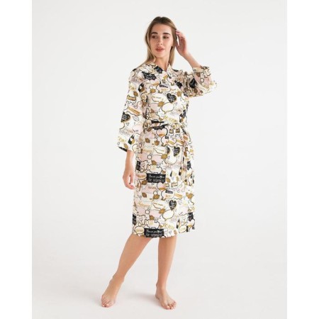 Women's bathrobe Ethel "Gchay" sleeve 3/4, size 46-48, waffle 200g/m2, 100% cotton-1