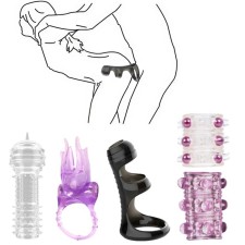 A set of nozzles of massage, stimulating, with a vibro -ring, gel silicone, 5 pcs