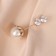 Pin "bead" in a flower, 4.2 cm, white color in gold