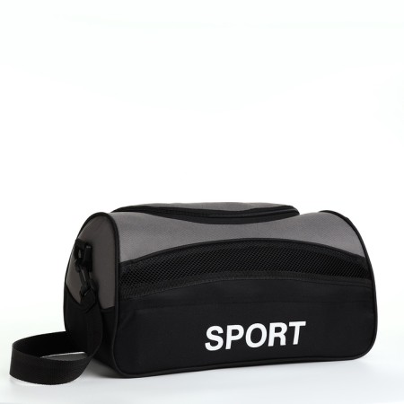 Sports bag with lightning, external pocket, long belt, black/gray color