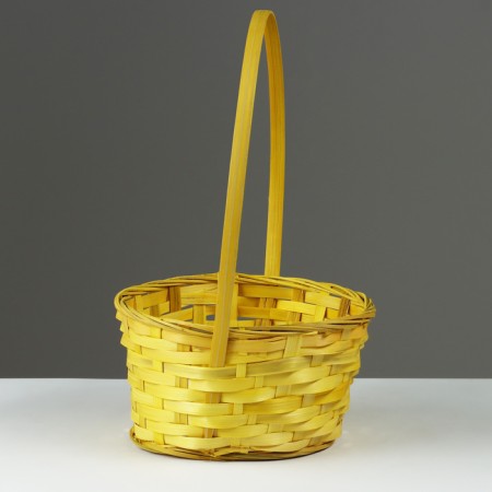 Wicker basket, d21 x 10/34 cm, yellow, bamboo-1