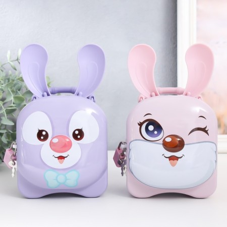 Piggy bank Metal "Funny Bunny" mix 8.5x10.5x17.5 cm
