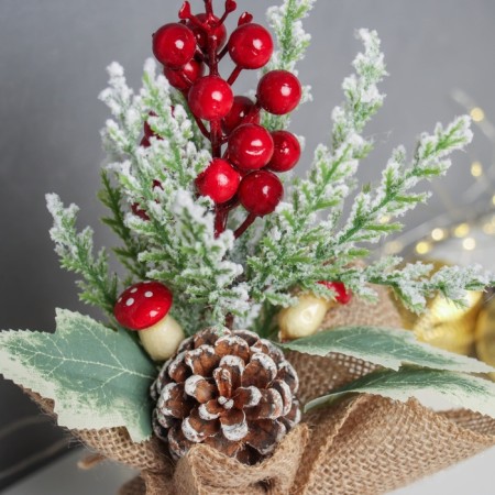Decor "Bright holiday, in a bag" Berry mushrooms, 21x8 cm-1