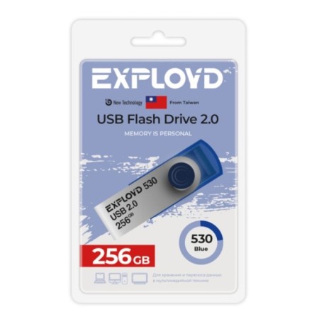 Flashka Exployd, Mini, 256 GB, USB 2.0, Thu up to 20 MB/s, PLO up to 10 MB/s, blue