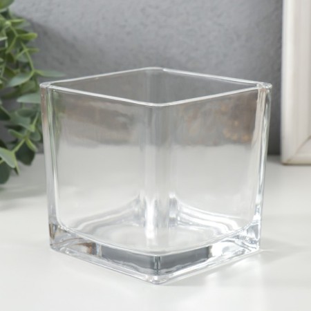 Glass of glass per 1 candle "Square" transparent 10x10x10 cm-1
