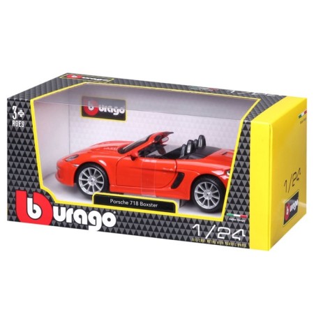 BBURAGO Porsche 718 BOXSTER, DIE-CAST, 1:24, Orange color, opening doors-12