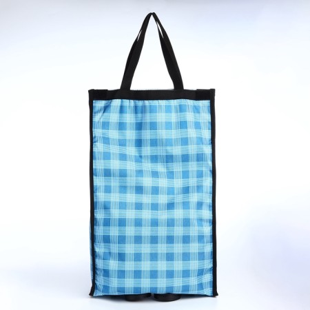Folding bag on Velcro, 2 wheels, blue color-1