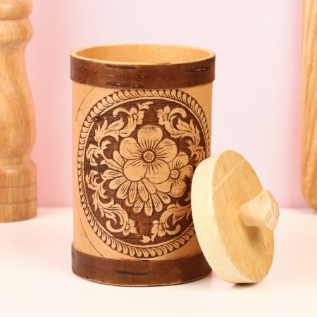 TUES "Flowerers", Round, D = 8 cm, birch bark-1