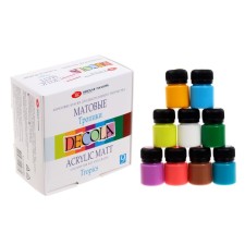 Acrylic paint, set of 9 colors x 20 ml, MATT, ZHK Decola 