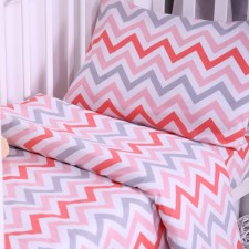 Baby Baby Baby Sigzag pink-gray 112x147 cm, 60x120 cm per elastic band, 40x60 cm, calico 125 g/m, 100% cotton
