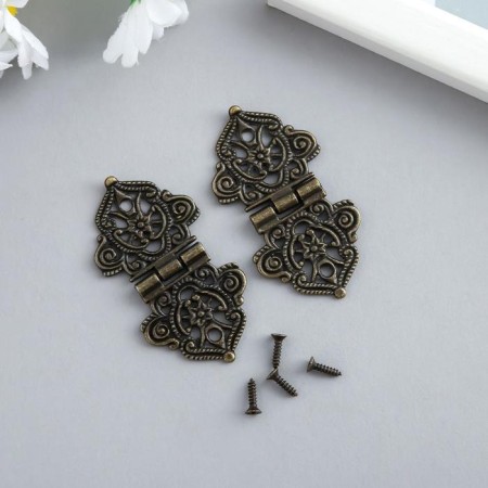 Loop for the casket metal "Disorder with flowers" bronze + nails 5.3x2.8 cm