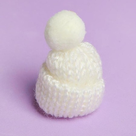 Knitted hat with pompom, set of 5 pcs., White color-1