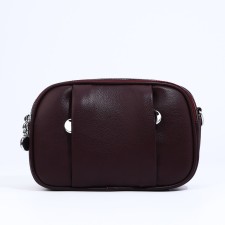 Cross-Body bag on zippers, external pocket, burgundy color