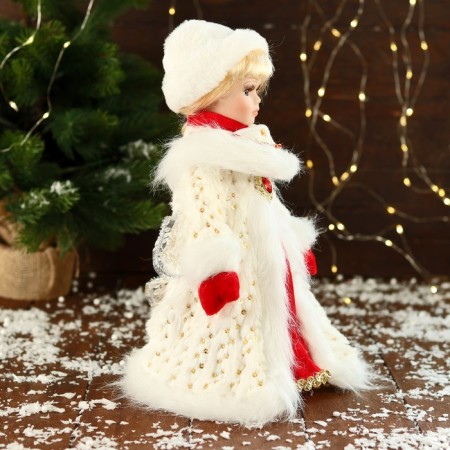 Snow Maiden "In a textured fur coat" 32 cm, white-1