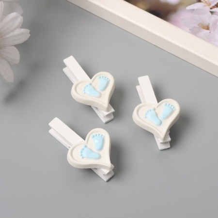 Decor for creativity tree "Procher. Heart with legs" Blue set 3 pcs 1.7x3x5 cm-1
