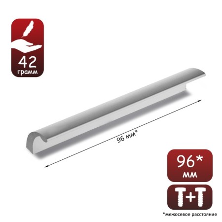 The handle of the bracket tundra RS127, m/o 96 mm, matte chromium color