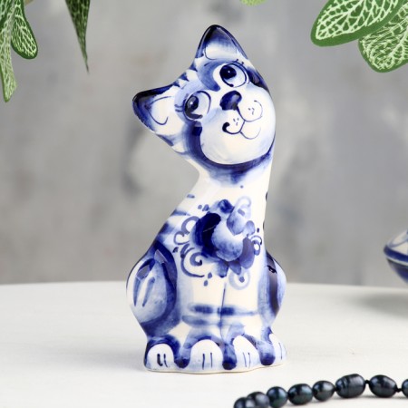 Souvenir "Cat with a cat", 2 pcs, gzhel-1