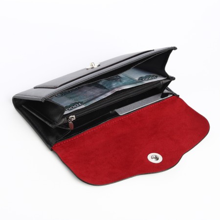 Women's wallet on a magnet, black color-3